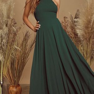 Lulu’s Green Maxi Dress with Crisscross Straps